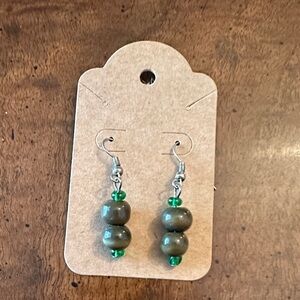 Earrings - Green and Brown Beaded Earrings